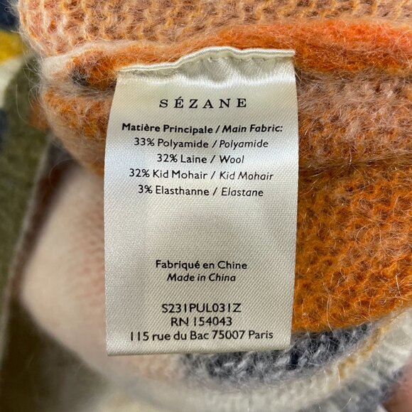 Like New Sezane Nahla Retro Leaf Mohair Wool Sweater Synergy Print Medium - Picture 7 of 8